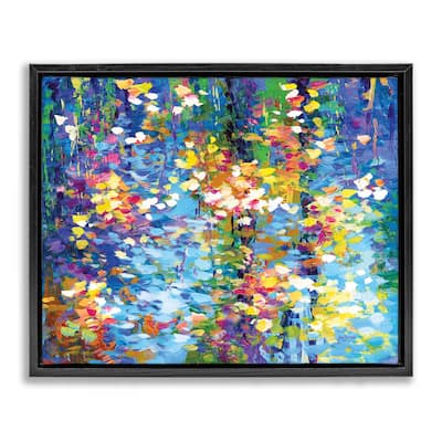 Stupell Colorful Reflections Lake Flowers Framed Floater Canvas Wall Art Design by Leon Devenice