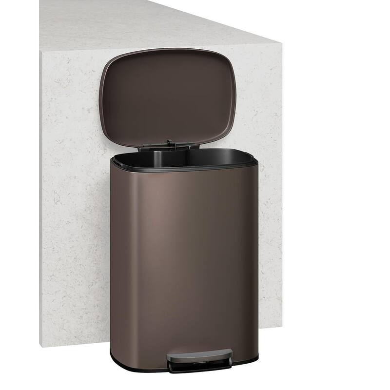 13.2 Gallon and 2.6 Gallon Stainless Steel Trash Can Combo Set with Removable Inner Drum for Kitchen, Bathroom, Office