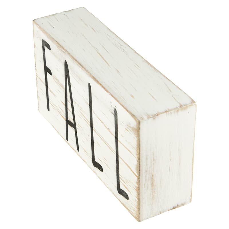 6" White Washed Wood Autumn Harvest Fall Sign