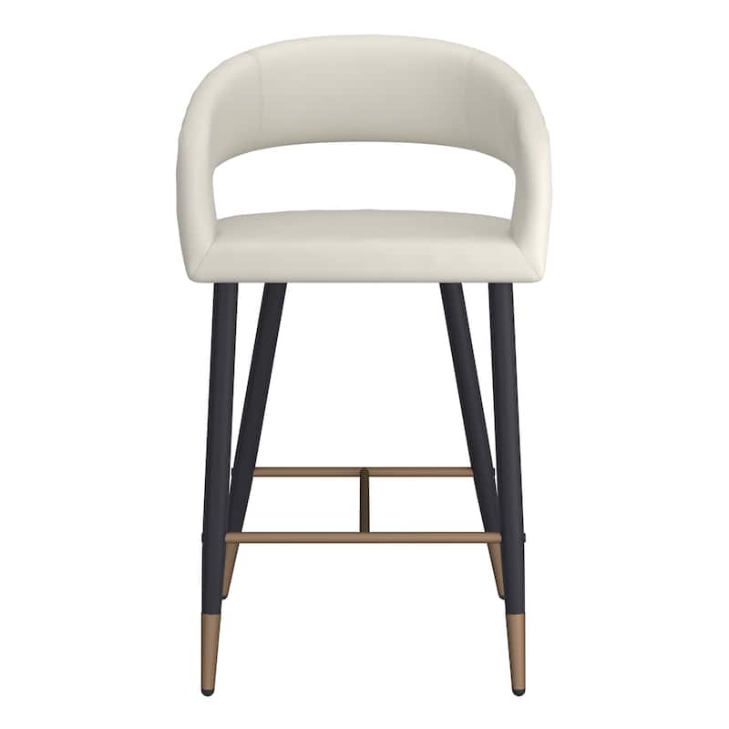 Modern Faux Leather and Metal 26" Counter Stool, Set of 2