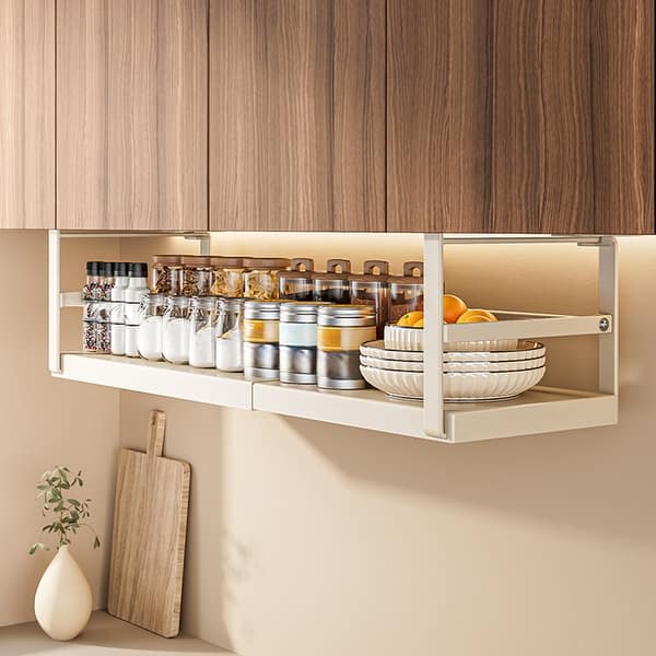 Expandable Under Cabinet Shelf Hanging Shelf Storage Basket Organizer Storage Shelf 8.66