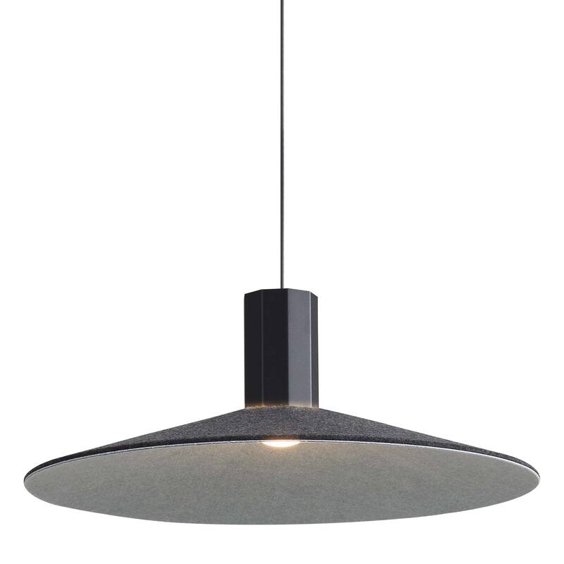 Golden Lighting Faroe 20in Integrated LED Pendant in Flecked Black/Grey Felt - Black