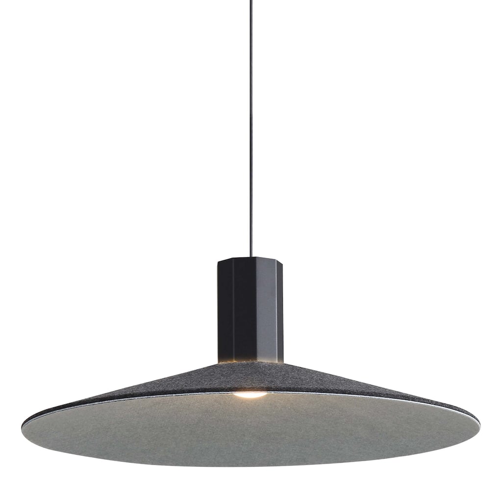 Golden Lighting Faroe 20in Integrated LED Pendant in Flecked Black/Grey Felt - Black
