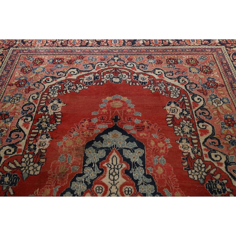 Antique Floral Traditional Mahal Persian Area Rug Handmade Wool Carpet - 7'10" x 11'1"