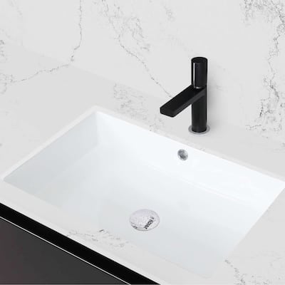 STYLISH 24.5 inches Rectangular Undermount Ceramic Bathroom Sink with 2 Overflow Finishes - 24.5 " x 16.5" x 6.5"