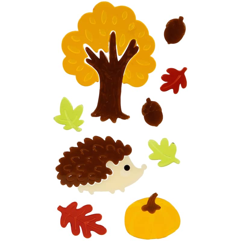 Set of 4 Double Sided Fall Harvest Gel Window Clings