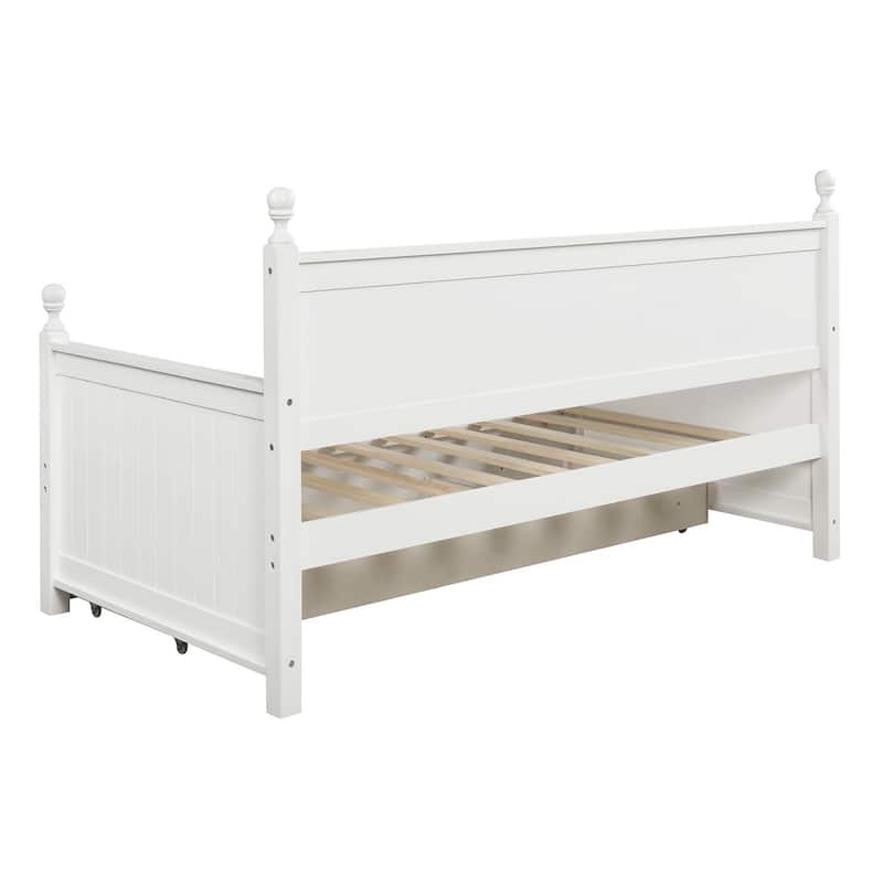 White Space-Saving Twin Daybed in Wood with Three Drawers - No Box Spring Needed
