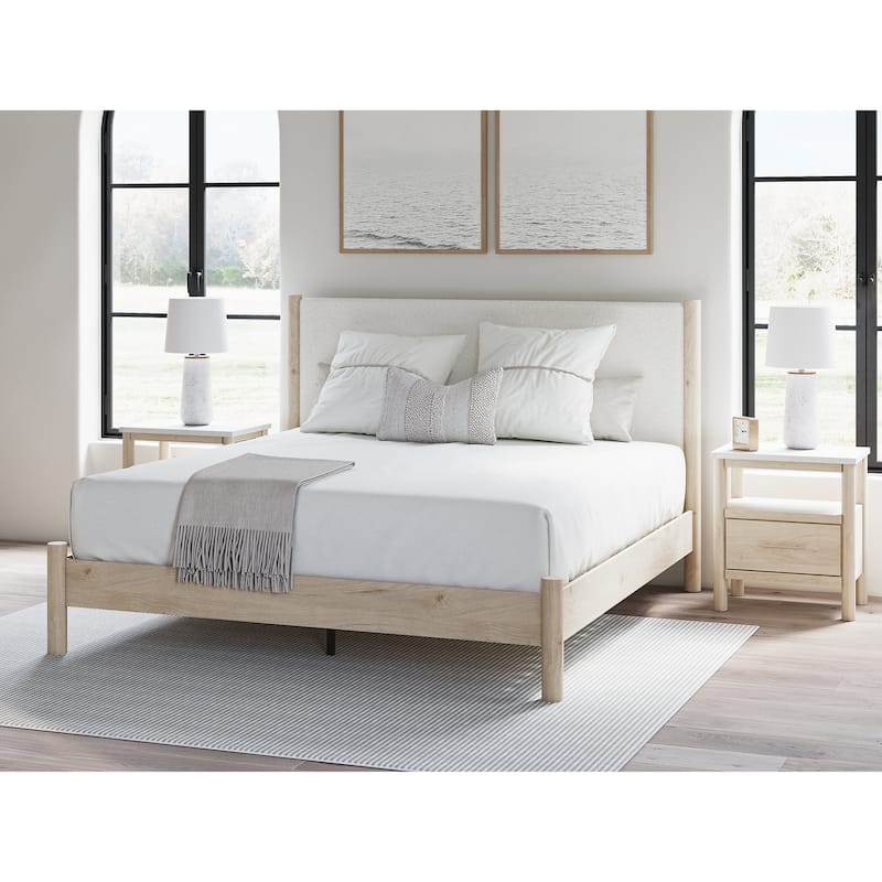 Signature Design by Ashley Cadmori Upholstered Panel Platform Bed