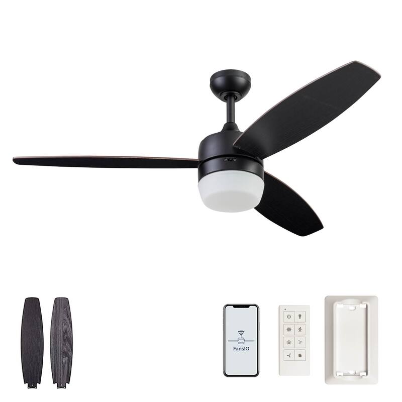 52" Prominence Home Enoki IO Indoor Modern SMART Ceiling Fan, Matte Black