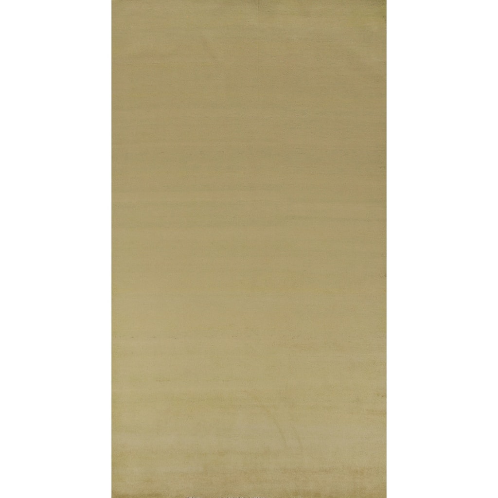 Hand Knotted Oriental 100% Wool Carpet Modern Solid Green Gabbeh Area Rug - 10' 4'' X 5' 4''