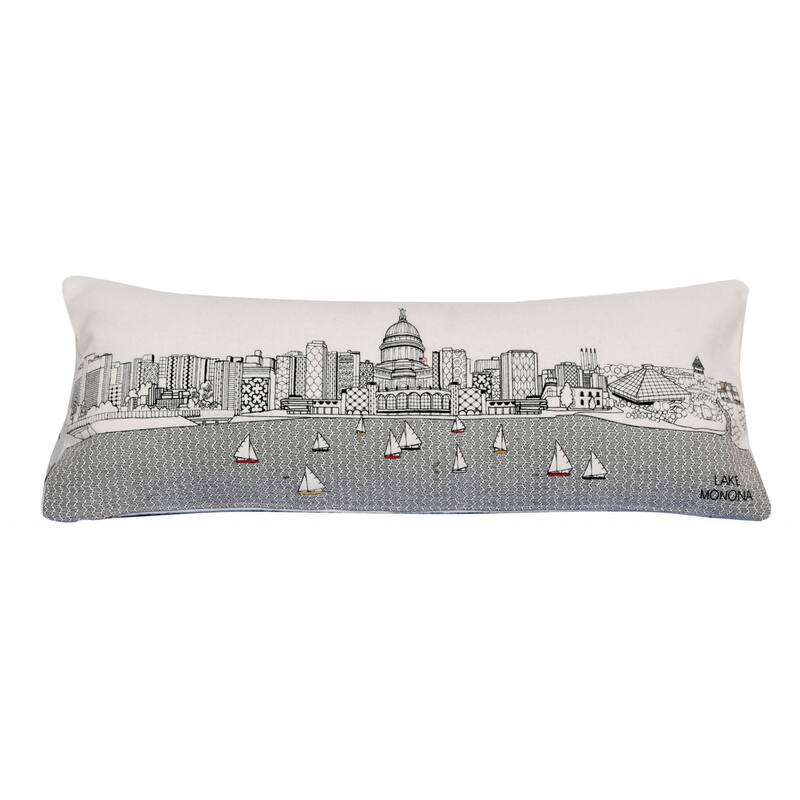 HomeRoots 35" White Madison Daylight Skyline Lumbar Decorative Pillow