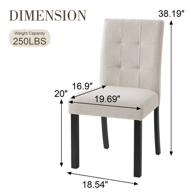 Roomfitters 4-Piece Modern Tufted Dining Chairs, Linen Upholstered Accent Chairs with High Back, Solid Wood Legs