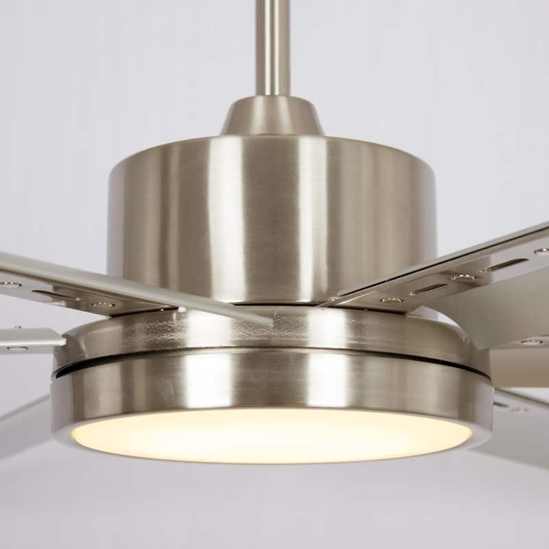 65-inch Brushed Nickel Modern Windmill Ceiling Fan with LED Light and Remote Control