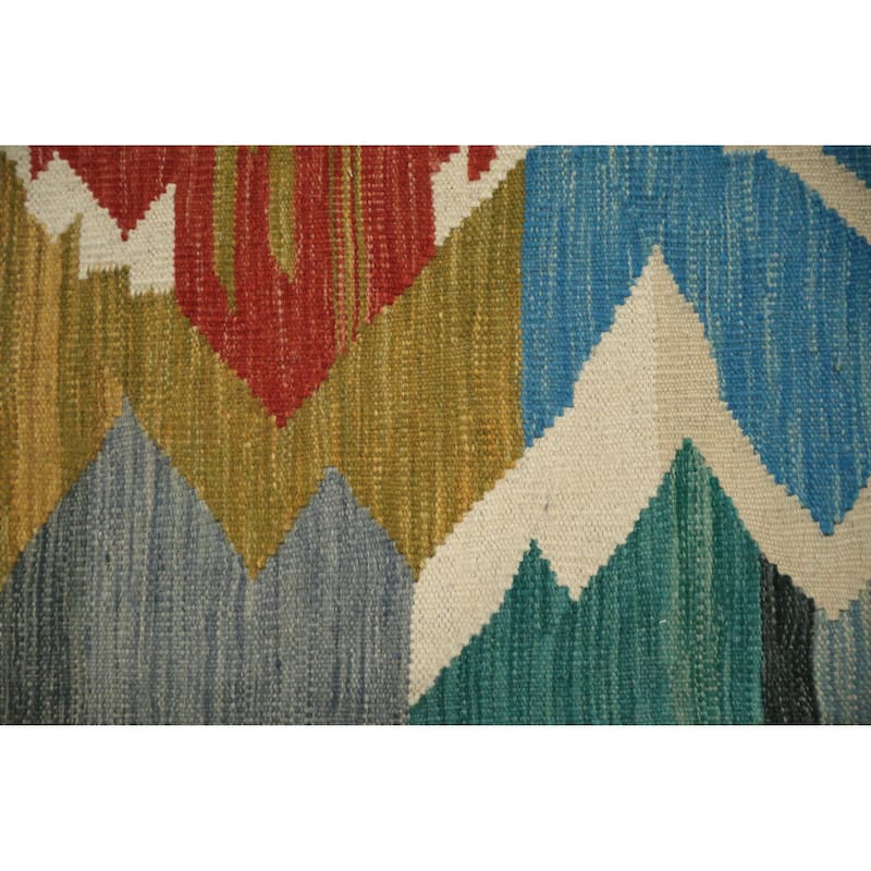 Hand Woven Oriental 100% Wool Carpet Southwestern Tribal Multi-Colored Kilim Area Rug - 9' 10'' X 9' 8''