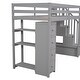 preview thumbnail 7 of 9, Twin size Loft Bed with Storage Drawers, Kid's Bed with Stairs, Pine Wooden Bed Frame with Shelves for Bedroom, Gray