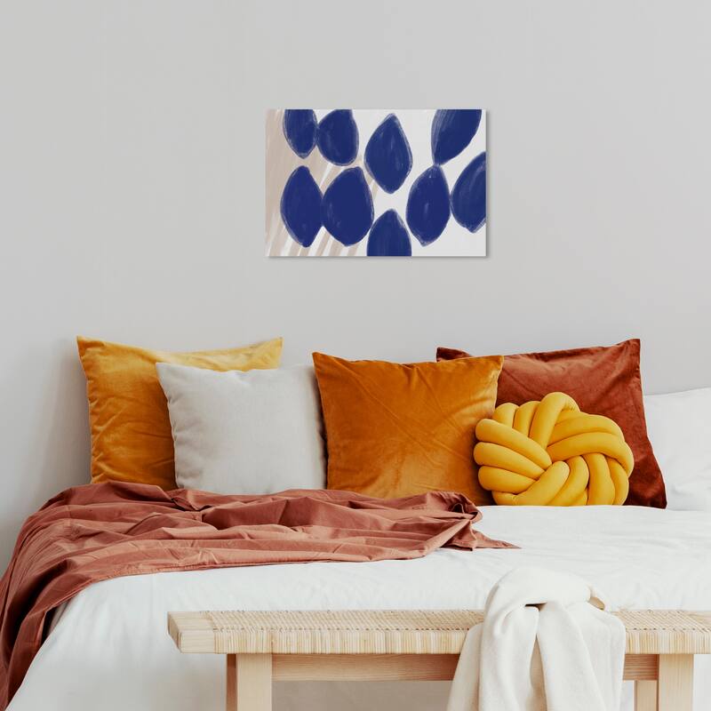 Wynwood Studio Canvas Abstract Blue Treasured Leaves Blue and Dark Blue Modern & Contemporary Wall Art Canvas Print - 16 x 24