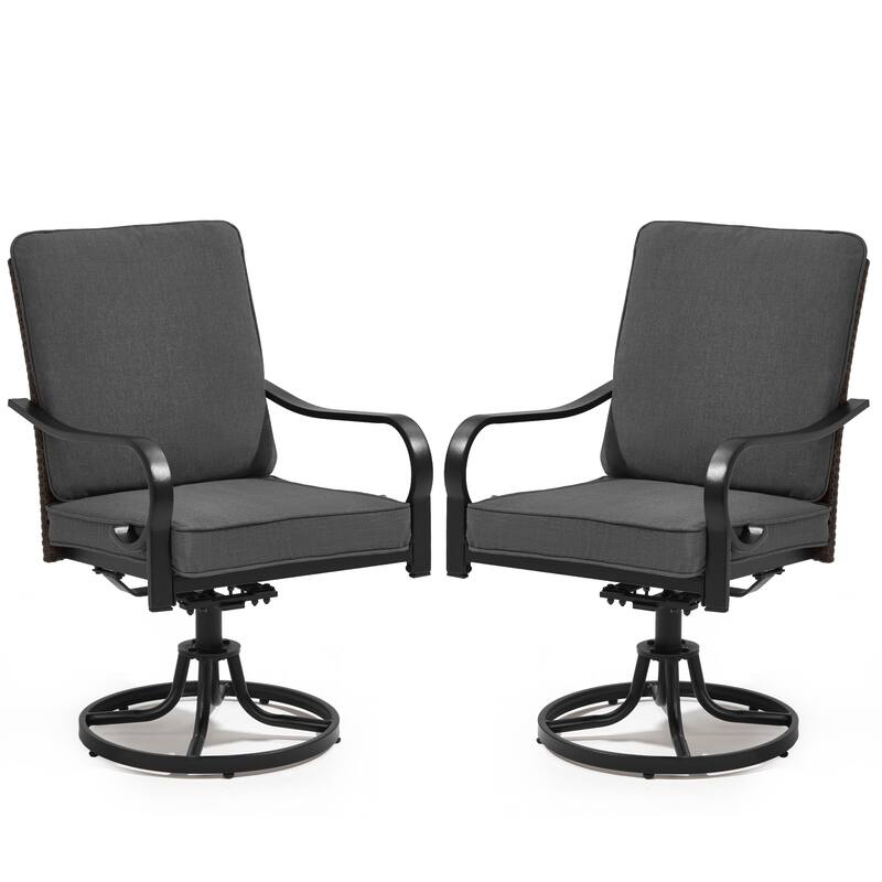 EROMMY Outdoor Swivel Patio Chairs, Heavy Duty Dining Chairs with Thickened Cushions, Wicker Patio Chairs with Gentle Rocker