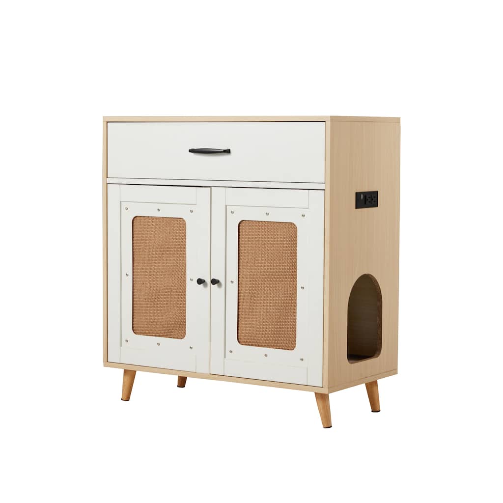 EROMMY Cat Litter Cabinet with Drawer - Hidden Litter Box Furniture with Ventilation and Scoop Slot