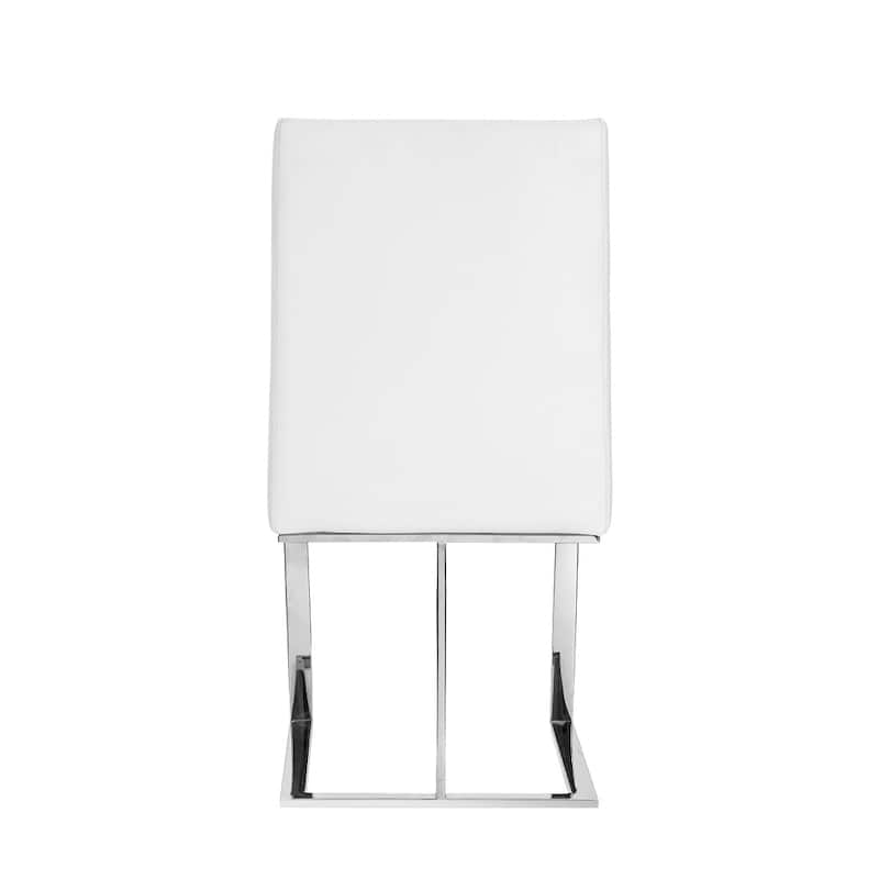 Modrest Frankie Contemporary White & Brushed Stainless Steel Dining Chair