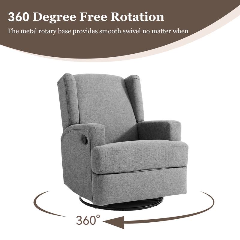 Swivel Wingback Glider Rocker Nursery Recliner Chair