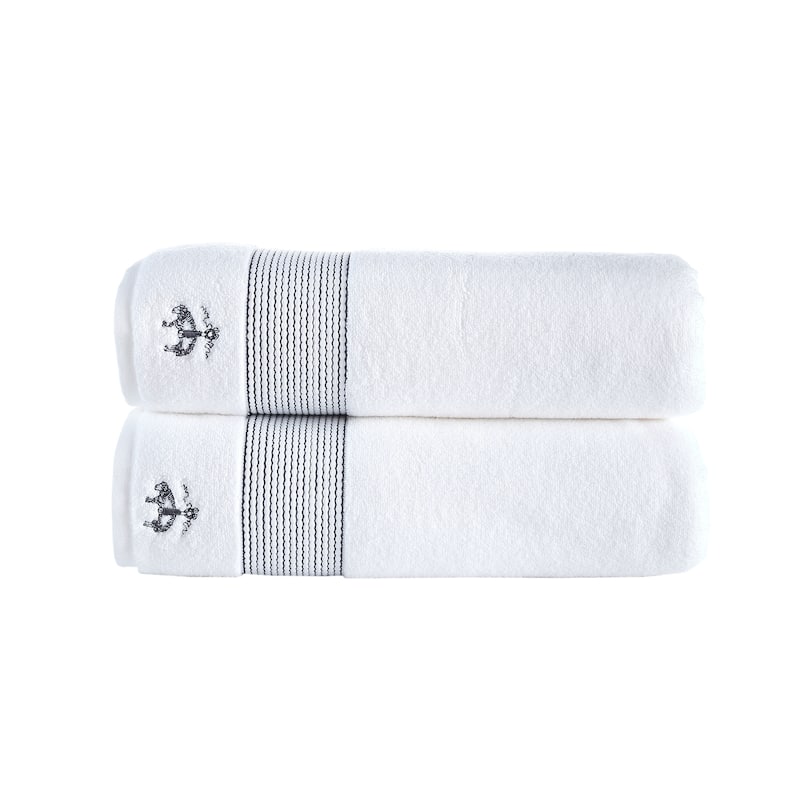 Brooks Brothers Rope Stripe Border 2 pcs Bath Sheets - Anthracite