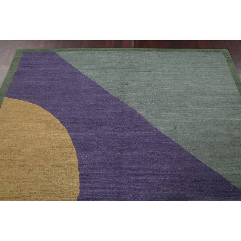 Vegetable Dye Abstract Nepalese Oriental Area Rug Handmade Wool Carpet - 6'2" x 9'3"