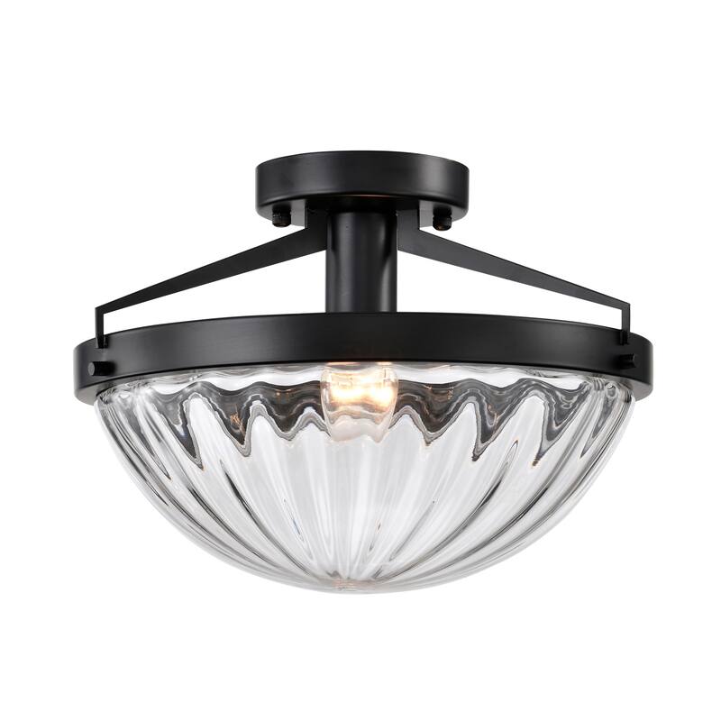 Pope 12 Inch Testure Glass Semi Flush Mount with 1 Light