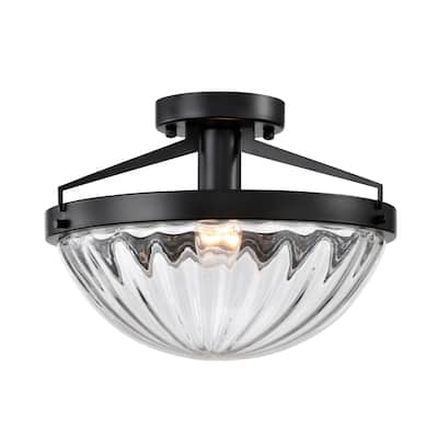 Pope 12 Inch Testure Glass Semi Flush Mount with 1 Light