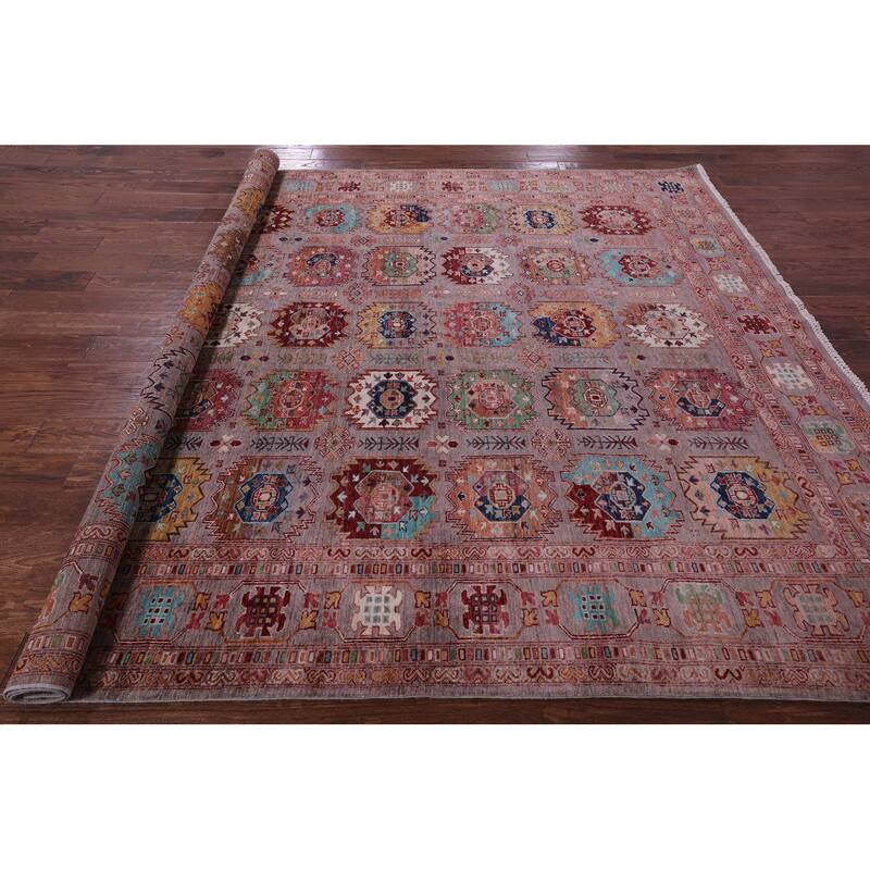 Golden Nile Turkmen Ersari Handmade Wool Rug - 8' 1" X 9' 6"