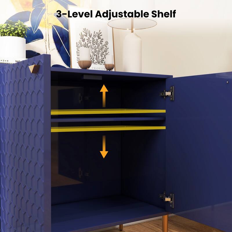 Hexagonal Pattern 2-door Storage Cabinet Buffet Cabinet Sideboard