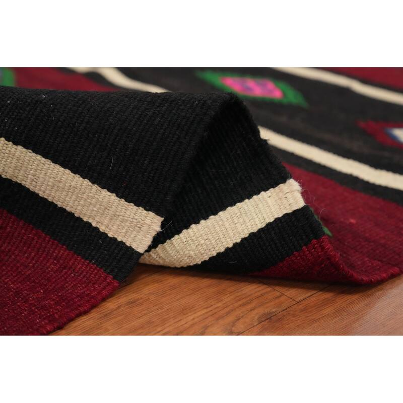 Hand Woven Oriental 100% Wool Carpet Southwestern Tribal Red Kilim Area Rug - 10' 7'' X 5' 10''