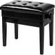 preview thumbnail 1 of 10, Button Surface Cushion Straight Leg Adjustable Piano Stool Black Solo