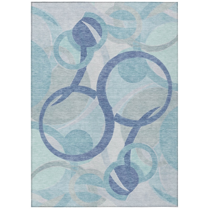 Machine Washable Indoor/Outdoor Contemporary Deco Chantille Rug