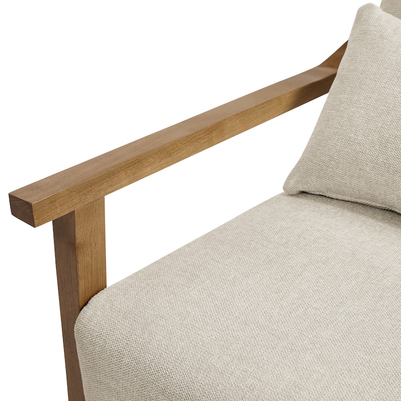 Rhyl Wood Arm Accent Chair with Lumbar Accent Pillow by Greyson Living
