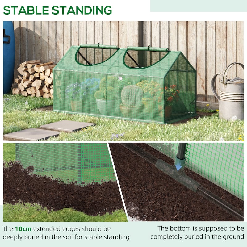 Outsunny 4' x 2' x 2' Portable Mini Greenhouse, Small Greenhouse with PE Cover, Roll-up Zippered Windows for Indoor