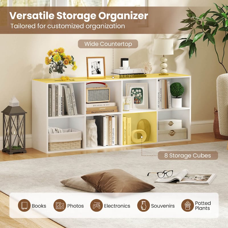 Costway 8-Cube Bookcase Bookshelf with 2 Anti-Tipping Kits Storage - See Details