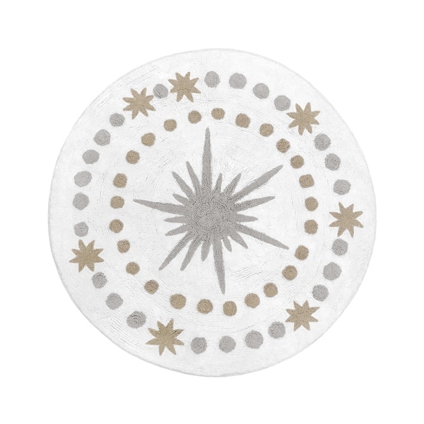 slide 2 of 2, Sweet Jojo Designs Blush Pink, Gold, Grey and White Star and Moon Celestial Collection Accent Floor Rug (30" Round)