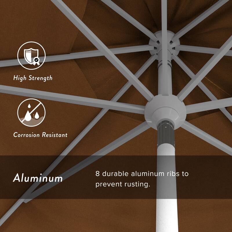 California Umbrella 11' Rd. Aluminum Patio Umbrella, Crank Lift, Collar Tilt, Dbl Wind Vent, White Finish, Sunbrella Fabric