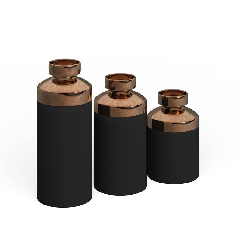 Grey Ceramic Contemporary Vase (Set of 3) - Grey