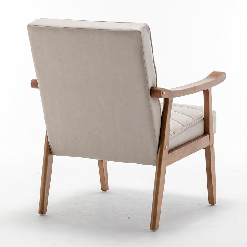 Mid Century Modern Accent Chair with Plush Foam, Leather-Look Microfiber Seat and Back Cushions