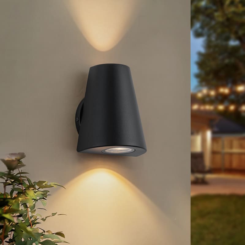 2-Light Outdoor Integrated LED Wall Sconce - H4.92" x W6.3"