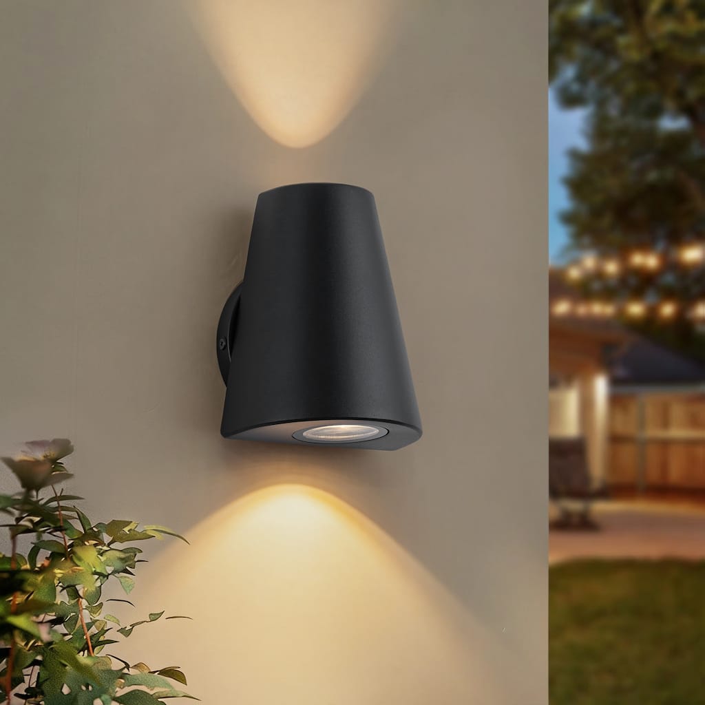 2-Light Outdoor Integrated LED Wall Sconce - H4.92" x W6.3"