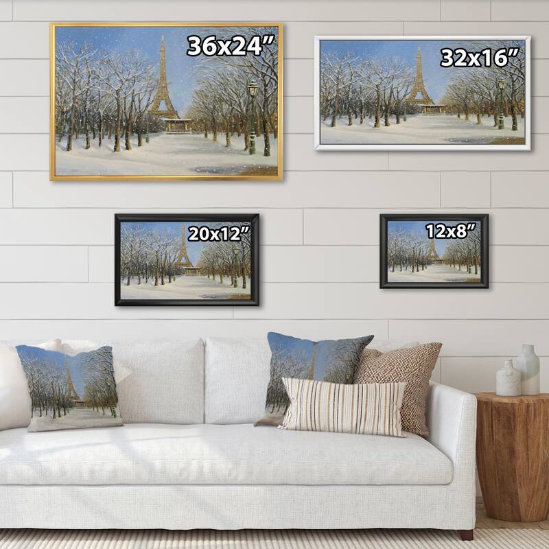 Designart "Winter In Paris" French Country Framed Canvas Art Print