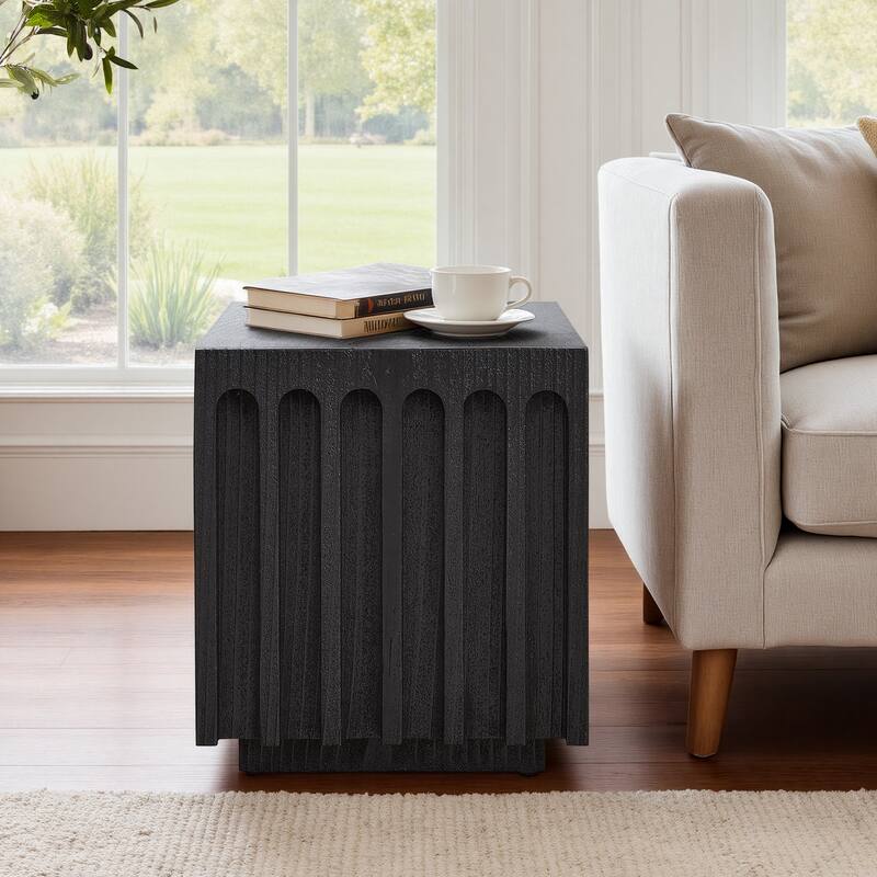 Art Leon Rectangular Tree-Trunk End Table - Black