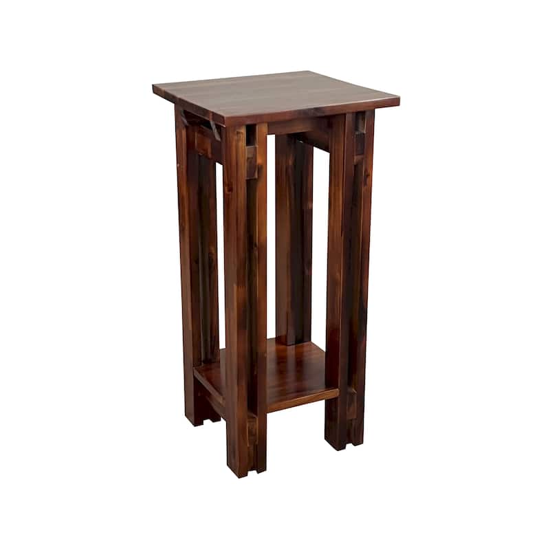 Acacia Wood Architectural Plant Stand with Shelf