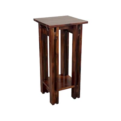 Acacia Wood Architectural Plant Stand with Shelf