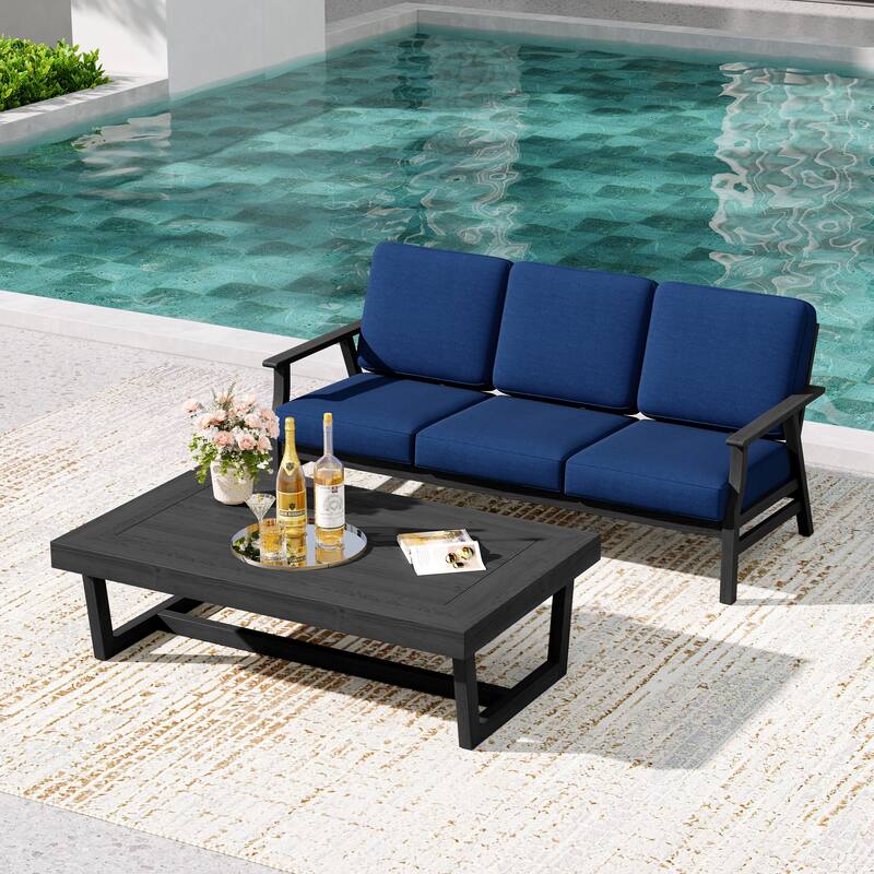 2-Piece Teak Outdoor Sofa Set with Table