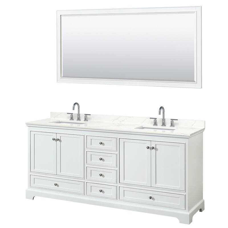Wyndham Collection WCS202080D-QTZ-US3M70 Deborah 80" Free Standing - White / Giotto Quartz Top / Polished Chrome
