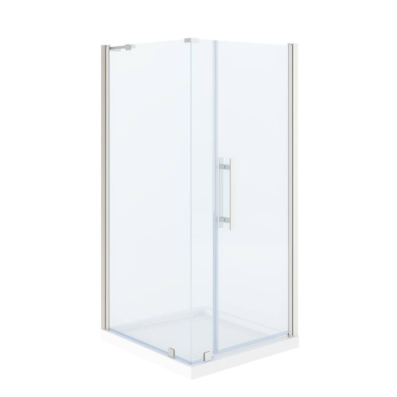 OVE Breeze Pivot Corner Frameless Pivot Shower Door Kit with Base Pan