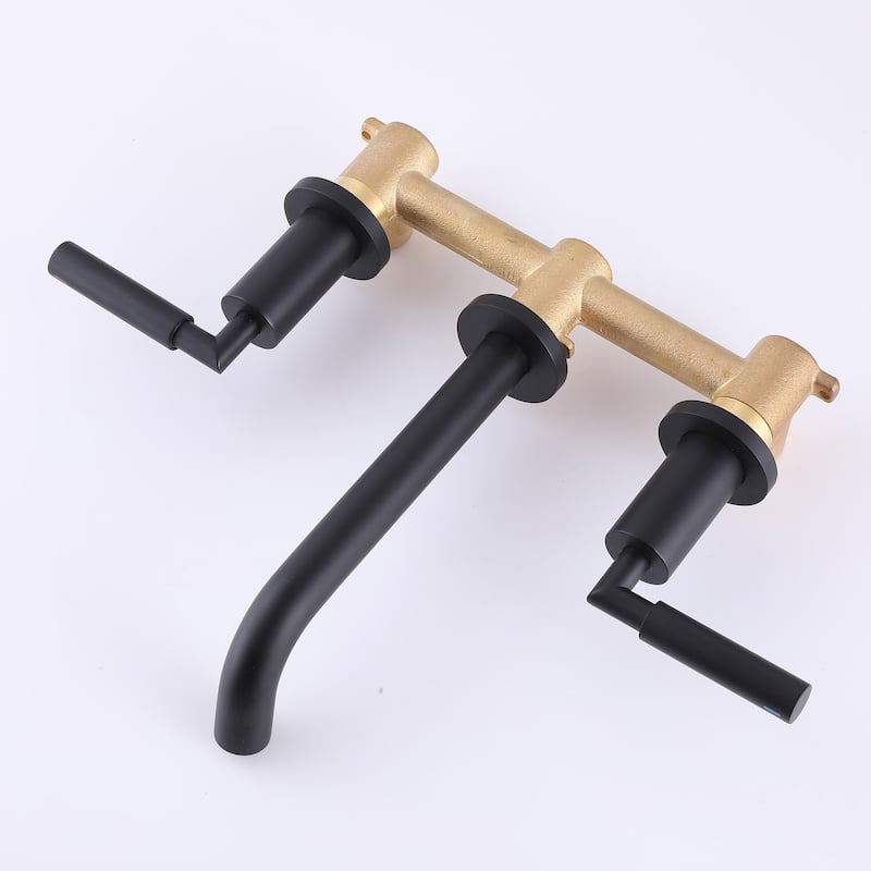 Wall Mount Bathroom Faucet 2 Handle Bathroom Sink Faucets 3 Hole Luxury Modern Mixer Taps With Valve